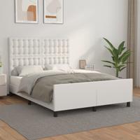 Bedframe met hoofdbord kunstleer wit 140x200 cm