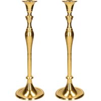 Set van 2x stuks luxe kaarsenhouder/kandelaar klassiek goud metaal 10 x 10 x 33 cm