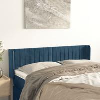 Hoofdbord met randen 147x16x78/88 cm fluweel donkerblauw