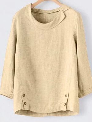 Casual 3/4 Sleeve Buttoned T-shirt