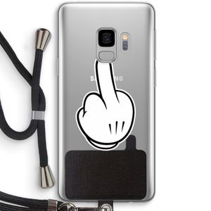 Middle finger white: Samsung Galaxy S9 Transparant Hoesje met koord