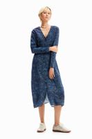 Midi-overhemdjurk bloemen - BLUE - XL