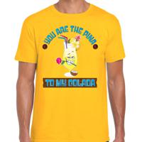 Tropical party T-shirt voor heren - pina colada - geel - carnaval - tropisch themafeest