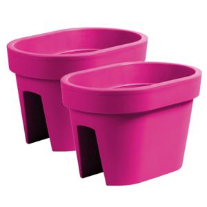 Balkon plantenpot/bloempot - 2x stuks - fuchsia roze - 40 x 27 x 25 cm - 12 liter - kunststof