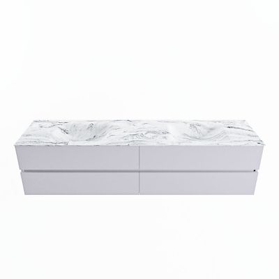 MONDIAZ VICA-DLUX 200cm badmeubel onderkast Cale 4 lades. Inbouw wastafel CLOUD dubbel zonder kraangat, kleur Glace.