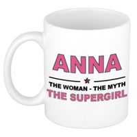 Naam cadeau mok/ beker Anna The woman, The myth the supergirl 300 ml   -