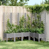 VidaXL Plantenbak met latwerk 160x120x142 cm polypropeen lichtgrijs
