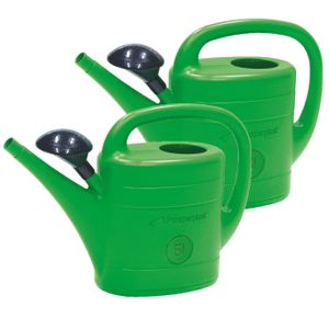 Set van 2x stuks kunststof bloemen/planten gieter met broeskop/sproeikop groen 5 liter