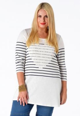 Yoek Tuniek flare met hart | Wit | Maat Plus