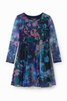 Jurk met hoge taille en bloemen - BLUE - 3/4