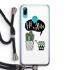 Hey you cactus: Huawei P Smart (2019) Transparant Hoesje met koord