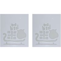 2x Kerst raamsjablonen/raamdecoratie slee plaatjes 35 cm