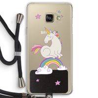 Regenboog eenhoorn: Samsung Galaxy A3 (2016) Transparant Hoesje met koord