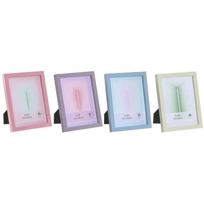 Fotolijsten Home ESPRIT Blauw Groen Kristal Hout MDF Stads (4 Stuks)