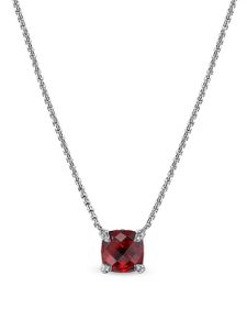 David Yurman collier Petite Châtelaine en argent sterling serti de grenat et de diamants - Rouge