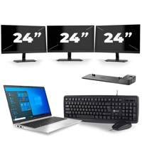 HP EliteBook 840 G8 - Intel Core i5-11e Generatie - 14 inch - 16GB RAM - 256GB SSD - Windows 11 + 3x 24 inch Monitor