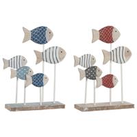 Decoratieve figuren Home ESPRIT Blauw Wit Rood Vissen 17 x 6 x 25 cm (2 Stuks)
