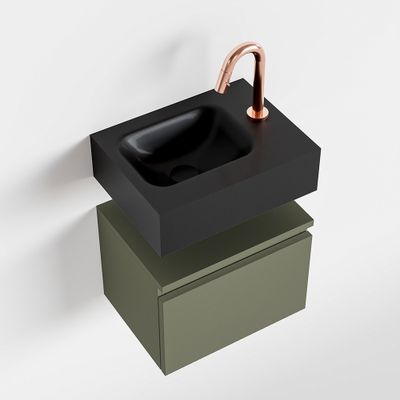 Toiletmeubel Mondiaz Andor | 40 cm | Meubelkleur Army | Lex vrijhangend wastafel Urban Links | 1 kraangat