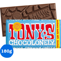 Tony&apos;s Chocolonely Donkere Melk Chocolade Reep 42% 180 g bij Jumbo