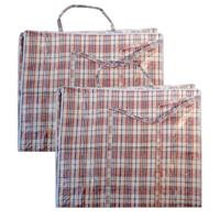 Mega grote XXL boodschappentas / dekentas - Set van 2x stuks - rood geruit - 65 x 30 cm - kunststof