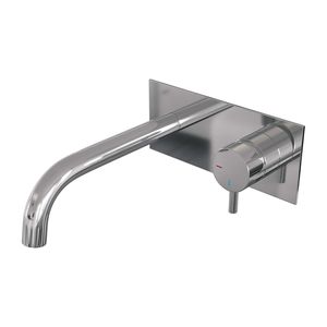 Inbouw Wastafelmengkraan Brauer Chrome Edition Coldstart Gebogen Uitloop Korte Ronde Hendel Rechts Chroom Met Afdekplaat