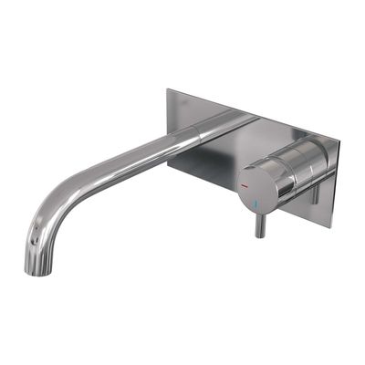 Inbouw Wastafelmengkraan Brauer Chrome Edition Coldstart Gebogen Uitloop Korte Ronde Hendel Rechts Chroom Met Afdekplaat