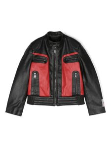 Nº21 Kids veste de moto zippée à design à empiècements - Noir