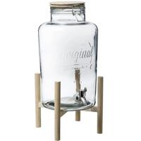 Secret the Gourmet drankdispenser - transparant - 8 liter - glas/kunststof/hout - sapdispenser