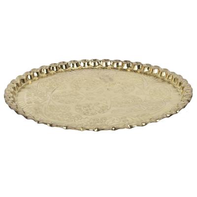 Home Deco Factory Chateau dienblad - sierlijk metaal - Rond - D47 cm - goud - Decoratieve plaat