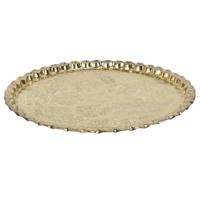 Home Deco Factory Chateau dienblad - sierlijk metaal - Rond - D47 cm - goud - Decoratieve plaat