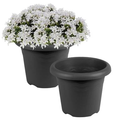 Hega Hogar Plantenbak - 2x - antraciet - kunststof - D14 x H11 cm