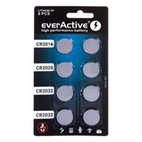 Set van 8 everActive lithiumbatterijen 4 x CR2032, 2 x CR2025, 2 x CR2016
