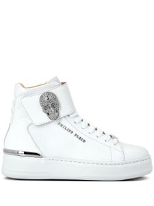 Philipp Plein baskets montantes à ornements en cristal - Blanc