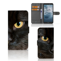 Nokia C2 2nd Edition Telefoonhoesje met Pasjes Zwarte Kat