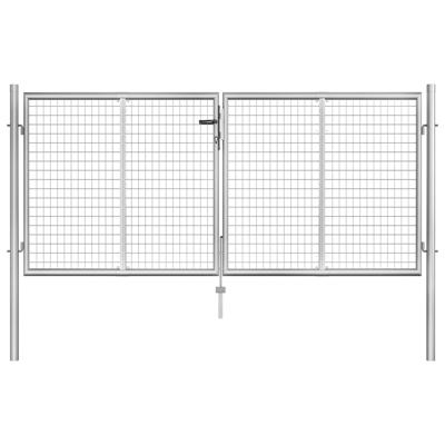 Poort 306x150 cm gegalvaniseerd staal zilverkleurig