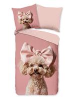 Good Morning Kinderdekbedovertrek "hond/ poedel" - Roze - (135x200 cm) - Katoen
