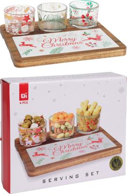 Serveerset van 4sts 3 glazen s kerstversiering - Nampook