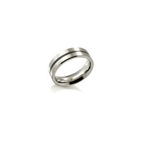 Boccia 0101-1456 Ring Titanium Emaille Zilverkleurig Maat 56