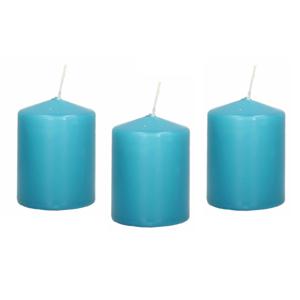 Cilinderkaars/stompkaars - 8x - turquoise - 6 x 8 cm - 29 branduren