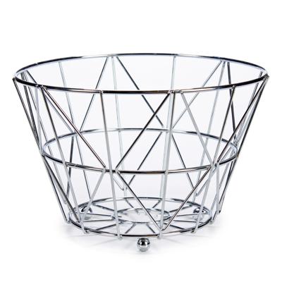 fruitmand/fruitschaal - zilver - 24 x 15 cm -metaal - rond