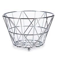 fruitmand/fruitschaal - zilver - 24 x 15 cm -metaal - rond