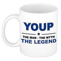 Naam cadeau mok/ beker Youp The man, The myth the legend 300 ml - Naam mokken