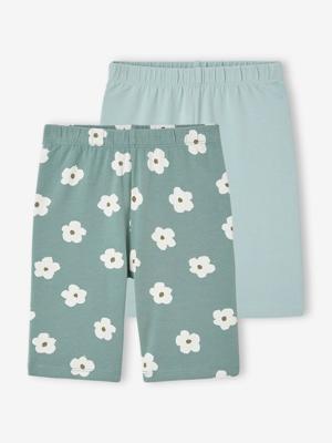 Set van 2 fietsshorts voor meisjes smaragdgroen