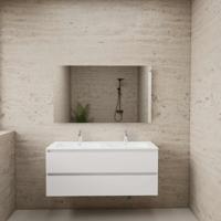 ACTIE BWS Badmeubel | Paris | Wit 120 cm | Hoogglans Wit Wastafel | 2 Kraangaten