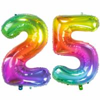 Folat Verjaardag Leeftijd folieballon - 25 jaar - multi kleuren - 86 cm - cijferballon groot
