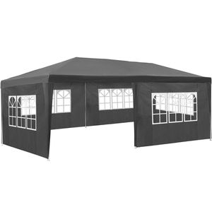 tectake® - Tuinpaviljoen Vivara 6x3m met 5 zijdelen - grijs