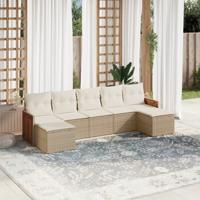 7-delige Loungeset met kussens poly rattan beige 7-delige Loungeset met kussens poly rattan beige