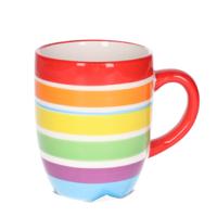 Koffiemokken Curacao - 1x stuks - Keramiek - multi kleuren - 300 ml - 8 x 11 cm - rood