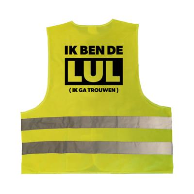 Ik ben de lul - ik ga trouwen hesje / vestje - geel reflecterende strepen - volwassenen