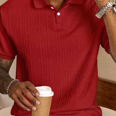 Bon&Bon Heren Polo Shirt - Wit Textured Design - Korte Mouwen Rood / XXL